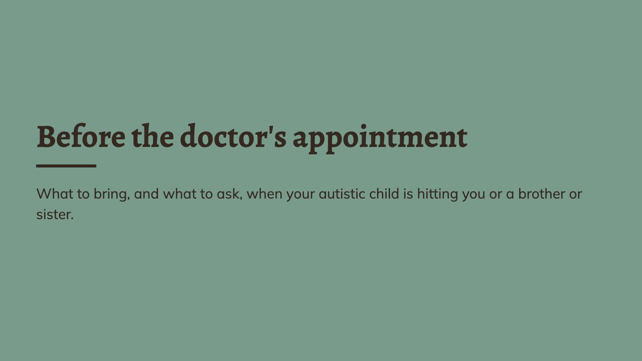 First slide: Before the doctor's appointment, the log and what to ask